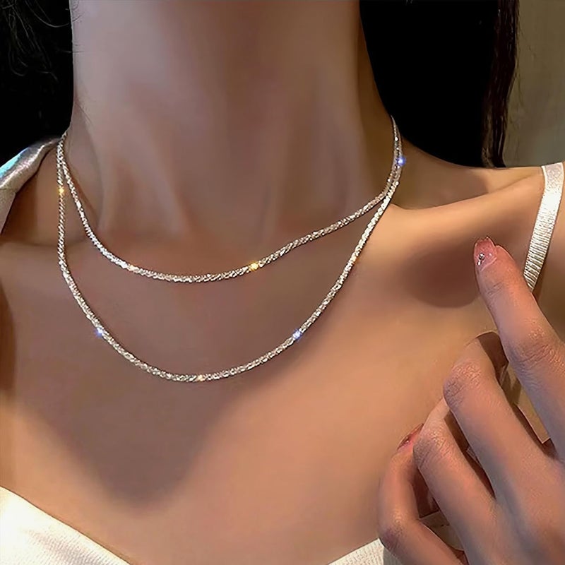 Dodder Store Gold Layered Necklaces for Women, 14K Gold Plated Dainty Gold Chain Choker Necklace Stack, Herringbone Gold Necklaces Set - Image 1